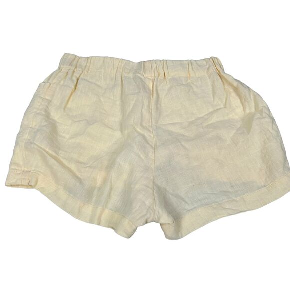 Back Beat Co Shorts Women's XS Cream Ivory 100% Linen Elastic Waist Pockets - Picture 1 of 9